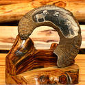 Carving of rams inside of a ram horn.