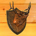 Wood carved plaque of an elk